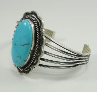  Bear RB Navajo Sterling Cuff Bracelet Turquoise Sleeping Beauty 5.75