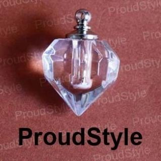 Glass Crystal Perfume Vial Bottle Pendant Jewelry DIY Necklace