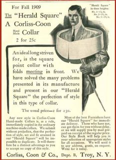 rare 1909 ad for corliss coon co men s collars