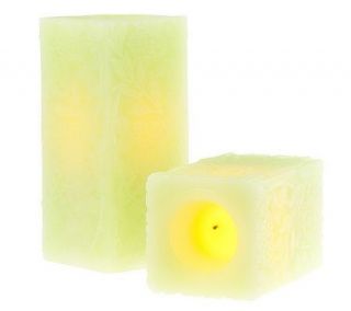 CandleImpressio Set of 2Scented Floral Embossed FlamelessSquare 
