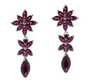 30 ct tw Brazilian Garnet Sterling Floral Dangle Earrings   J265693