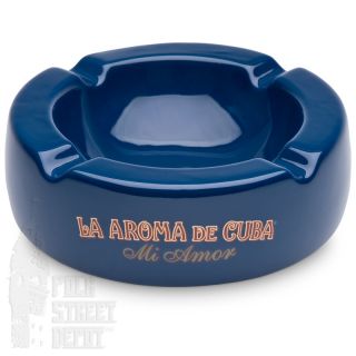 Cigar Ashtray La Aroma de Cuba MI Amor Blue High Gloss Ceramic 4 Rest