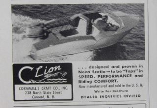 1956 Cornwallis Craft Company C Lion Boat Ad Concord NH