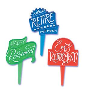 Retirement Cupcake Picks Cake Toppers Decorations 12ct