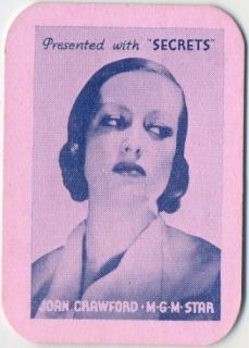 Joan Crawford Vintage 1935 Secrets Mini Playing Card Movie Star