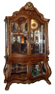 french rococo lighted bombe curio cabinet exquisite carved details