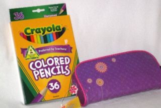 Crayola Colored Pencils 36 Pack and Purple Pencil Pouch