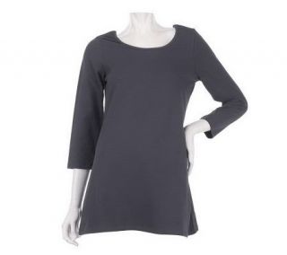 Women with Control 3/4 Sleeve Scoop Neck A Line Tunic   A220393