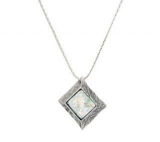 Or Paz Sterling 18 Textured Roman Glass Pendant w/Chain —