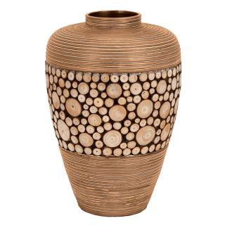 Casa Cortes Artisian Ceramic Inlay Wood Vase 38