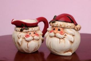 Santa Claus Sugar Bowl Creamer Set Christmas Tableware