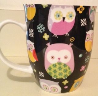  Black Ceramic Colorful Owl Mug Coffee Cup by Creative Tops Ltd