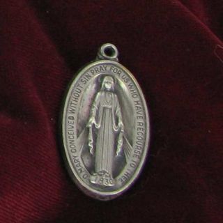 Creed or Auton Mary Sacred Catholic Signed Medal Silver Tone Religious