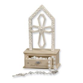 Religious New First Communion Rosary Cross Box Gift