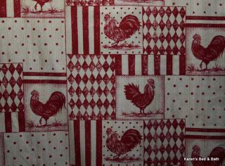 Red Farm Roosters Chicken Cream Kitchen Curtain Valance NEW