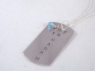 Custom Hand Stamped Dog Tag Pregnant Maternity Necklace