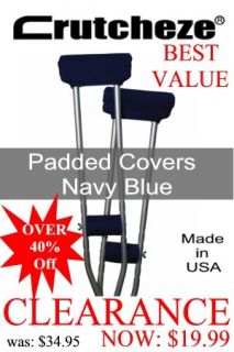 Crutch Covers Pads Hand Grips Set Navy Blue Best Value Quality Comfort