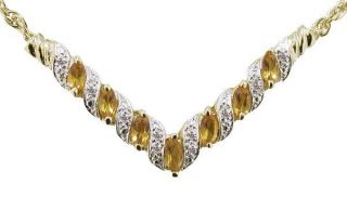 Ct Marquis Cut Natural Citrine Diamond Necklace
