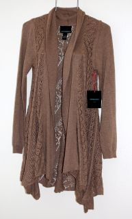 NWT Cynthia Rowley XLarge16/18 Taupe Vintage Crochet Sweater Duster