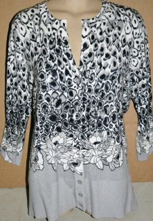 New★ Cyrus Womens Knit Cardigan Sweater ★black Gray Mono Rose