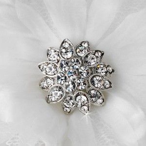 Beautiful White Crystal Accented Flower Hair Clip