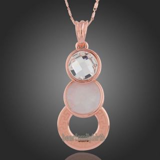 18k rose gold gp Swarovski crystal &shell fashion necklace N174