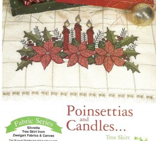 Cross Stitch Patterns Poinsettias Candles Tree Skirt or Table Runner