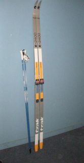 Trak T2400 215cm Cross Country Skis w Salomon Bindings Exel Poles Make