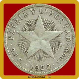 1920 Silver Cuba Diez Centavos World Coin COINHUT3703