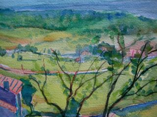 Painting Simone Fonfreide Fauvist Landscape Auvergne 19