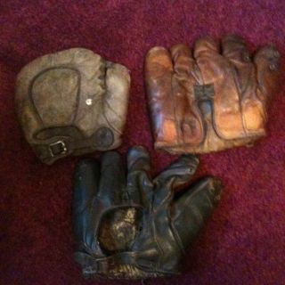 Old Antique Baseball Gloves D M James Brine