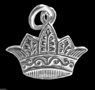 Large Sterling Silver Five Point Crown Charm Pendant