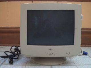 DELL CRT 15 COMPUTER MONITOR BEIGE MODEL 828FI WITH POWER CABLE WORKS