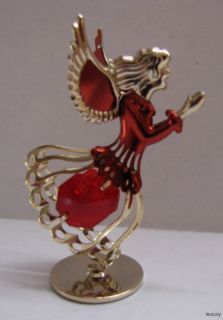 Exotic Ruby Red Swarovski Crystal Angel Figurine Mini