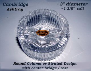   CAMBRIDGE ASHTRAY RIDGELEIGH HEISEY Crystal Glass Handmade USA Smoke