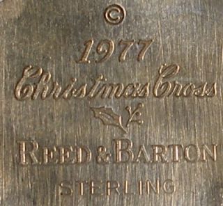 Reed Barton Sterling 1977 Christmas Cross