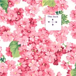 Cranston Cotton Fabric Bright Pink Cherry Blossom Flowers on White by