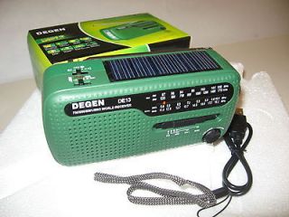 DEGEN FM /MW / SW 1  2 BAND RCVR CRANK&SOL AR POWER RADIO WITH USB AND