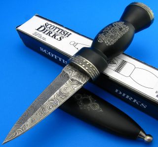  Historical Dagger Sword Fixed Blade Black Boot Knife Damascus Etch