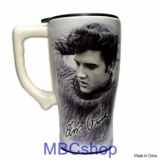 Elvis Presley Ceramic Coffee Travel Mugs Plastic Lid FS