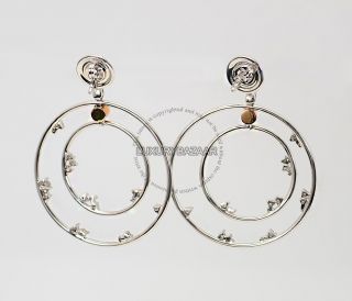 Damiani 18K White Gold Diamond Double Circle Earrings