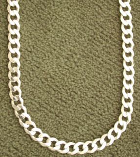 Sterling Silver Curb 7mm Mens Chain Necklace Jewelry