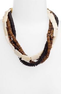 Natasha Couture Multistrand Wood Necklace