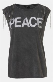Topshop Peace Chain Embellished Graphic Tee
