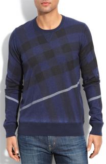 Burberry Brit Check Print Cashmere & Cotton Sweater