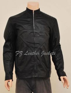 Superman Smallville Black Leather Jacket with Superman Embossed Emblem