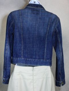 Current Elliott The Snap Jacket Blue Denim Cropped $274 Womens CE1