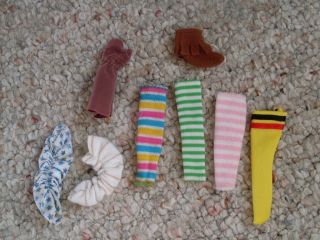Misc Lot Vintage Striped Leg Warmers Yellow Stocking Glove Barbie