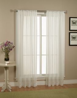  Pair Set of White Sheer Curtains Window Treatments Panels