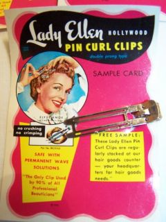 Hollywood History 1950 Vintage Pin Curl Clips Lady Ellen Elyse Knox